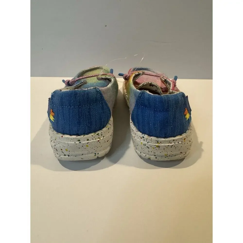 Hey Dude Wendy Youth Dreamer Size K7 Slip-On Shoes Rainbow Unicorn Canvas Kids